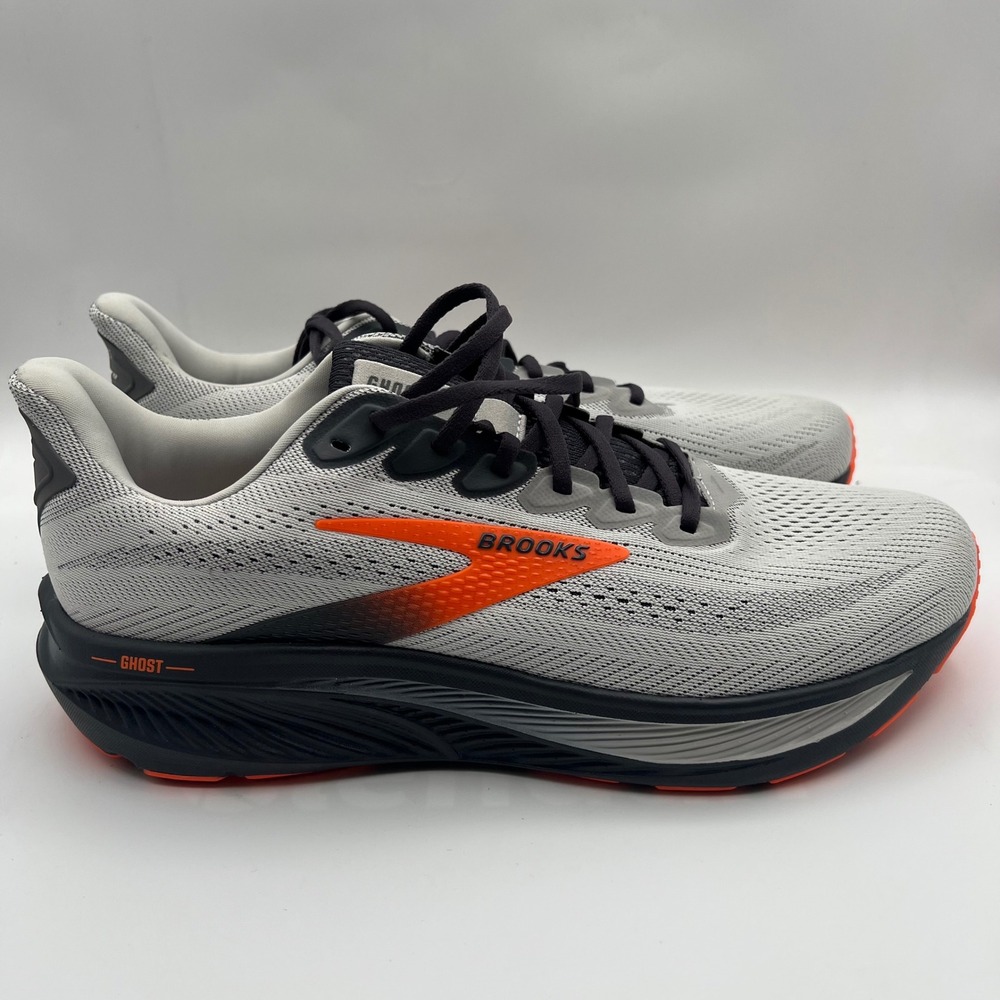 Brooks Ghost 17 Running Shoes Mens 12 EE Wide Grey Black Orange DNA LOFT Cushion
